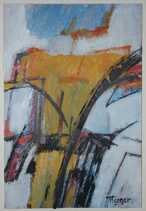 Frea Lenger - 3 abstracte kleine schilderijen (2x onbekend) kopen? Bied vanaf 75!