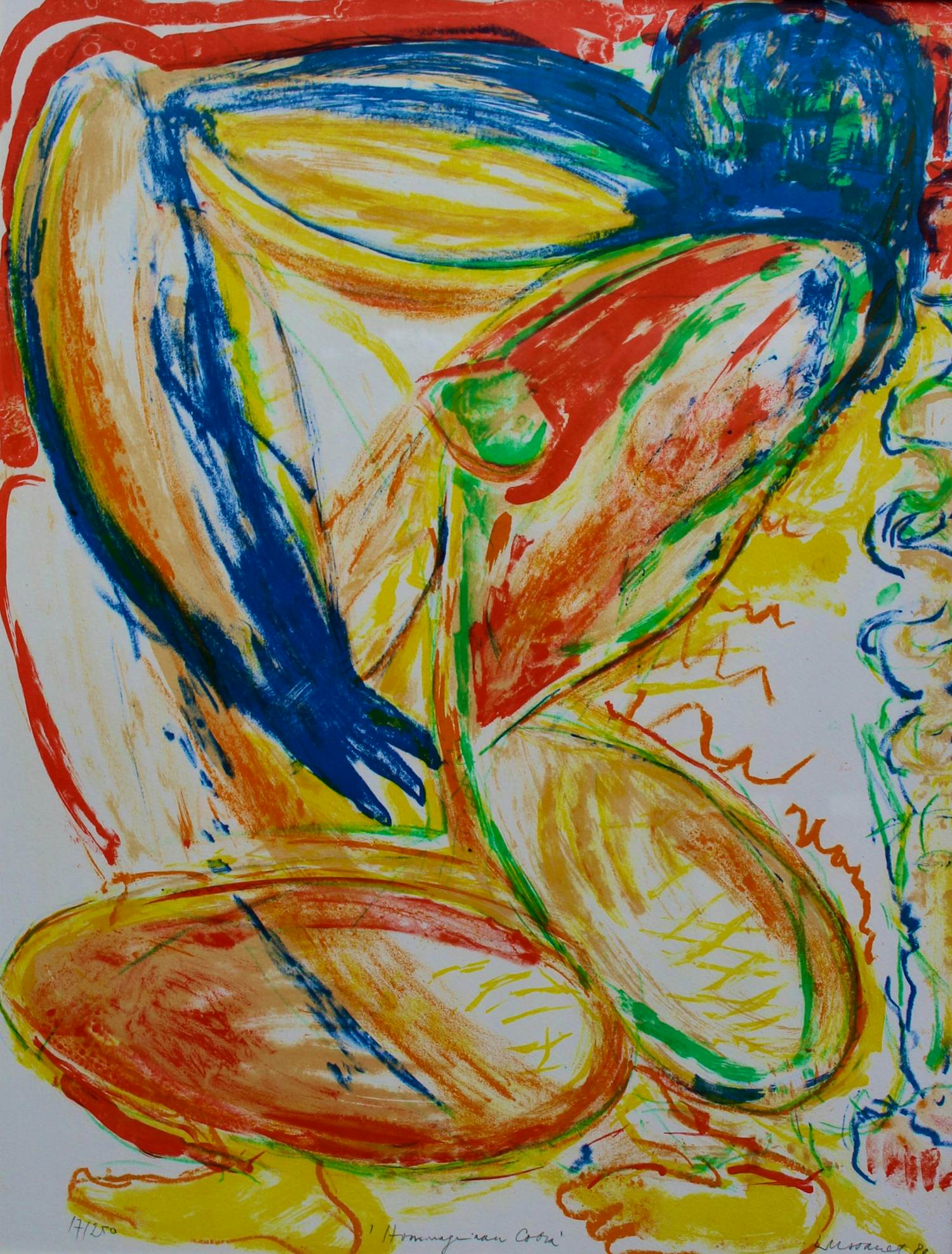 Paul de Lussanet - Ingelijste zeefdruk: 'Hommage aan Cobra' - 1989 kopen? Bied vanaf 85!