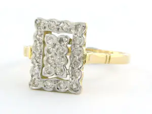18k bicolour gouden ring bezet met single cut geslepen diamant tot. 0.30ct kopen? Bied vanaf 360!