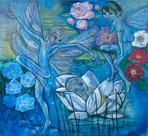 Kiss Riemvis - Olieverf op doek, z.t. Elfendans droomvlucht kopen? Bied vanaf 10!