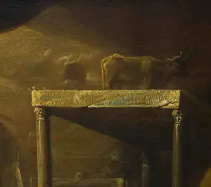Abraham van Cuylenborch - Olieverf op paneel, Het Gouden Kalf - Ingelijst kopen? Bied vanaf 1250!