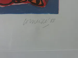 Corneille - ABSTRACTIE / KLEURETS / 83x91cm / KADER / SIG / 1988 / GROOT FORMAAT kopen? Bied vanaf 125!