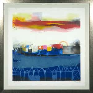 Theo Koster - Zeefdruk en collage, Paysage - Ingelijst (Groot) verkocht voor € 35!