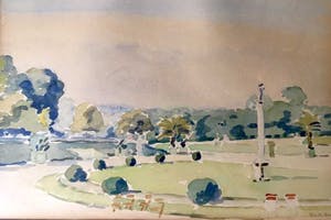 Bob Buys - Mediterraans park - Aquarel, Ingelijst kopen? Bied vanaf 120!