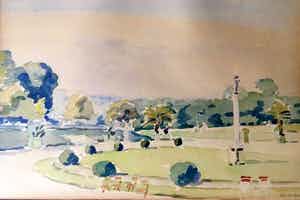 Bob Buys - Mediterraans park - Aquarel, Ingelijst verkocht voor € 120!