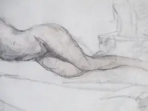 Willem van Dort (sr.) - Liggend Naakt - Tekening kopen? Bied vanaf 55!