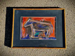 Wil van Leeuwen - Grote expressionistische gouache - "Paard" - fraai ingelijst - gesigneerd kopen? Bied vanaf 47!