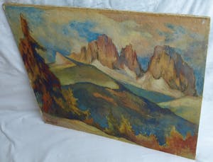 Klaas Pijlman - Aquarel , Sassolungo , Dolomieten , Italië – 1968 kopen? Bied vanaf 40!