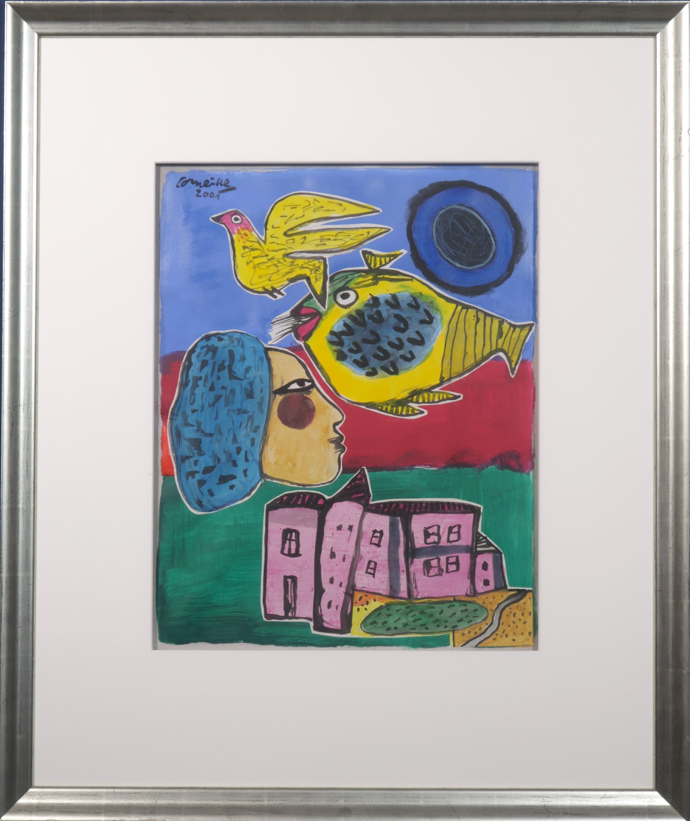 Corneille - Set: Gemengde technieken (origineel) met bijbehorende kleurenlitho - Ingelijst kopen? Bied vanaf 2500!