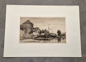 Ludwig Willem Reijmert Wenckebach - fraaie 19e eeuwse Ets " Haven van Leerdam aan de Linge" kopen? Bied vanaf 27!