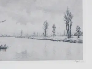 Dirk Harting - Waterlandschap met bomen - Ets kopen? Bied vanaf 35!