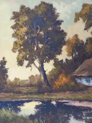 Joop Uittenbogaard - Oever met boom en hoeve vendu pour 50€ !
