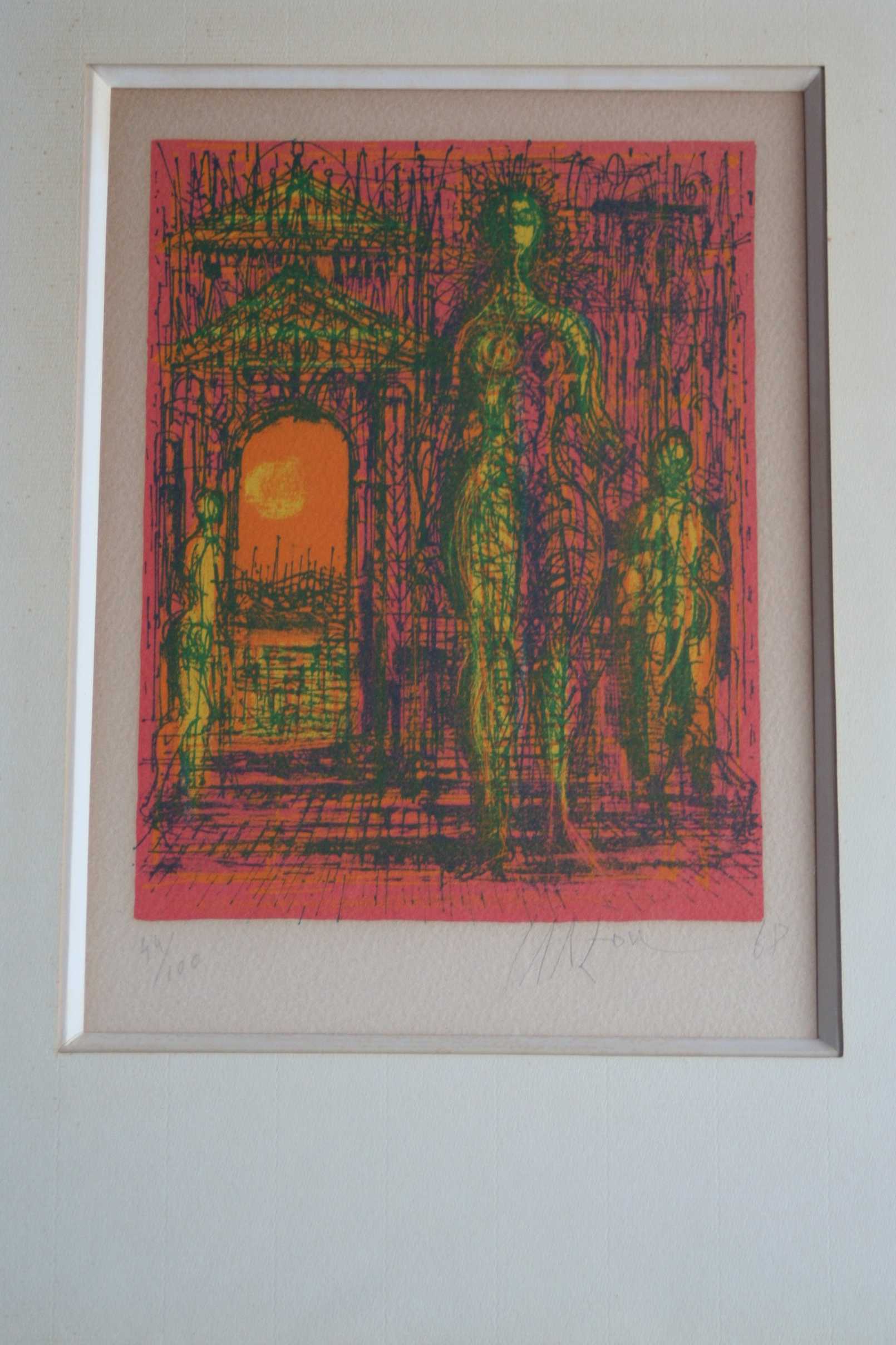 Niet of onleesbaar gesigneerd - modern - personen en een poort - gesigneerd kopen? Bied vanaf 1!