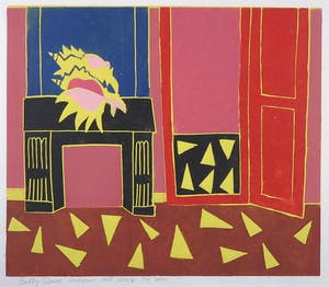 Betty Scheer - Linosnede, Interieur met schelp - Ingelijst kopen? Bied vanaf 1!