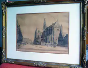 Hendrik Seegers - Grote Markt Haarlem -lijnets circa 1930- verkauft für € 35!
