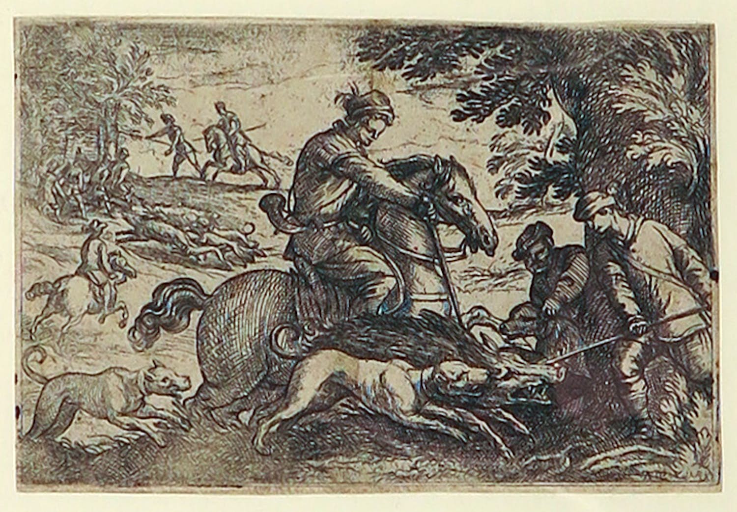 Allaert van Everdingen - Ets, Zwijnenjacht verkocht voor € 50!