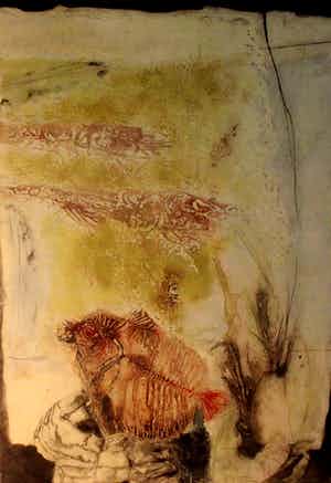 Ru van Rossem - Ingelijste ets: Versteend leven B- 1981 verkocht voor € 125!