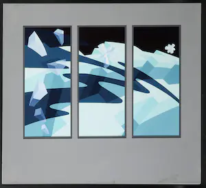 Hans Klaui - Acryl op board, Geometrische compositie in blauwtinten kopen? Bied vanaf 80!
