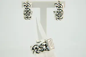 22 - Originele SET 1e ght. zilveren Buddha to Buddha schakel-ring en oorstekers kopen? Bied vanaf 80!