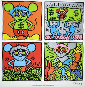 Keith Haring - Zeefdruk, Keith and Andy and Andy Mouse verkocht voor € 1!