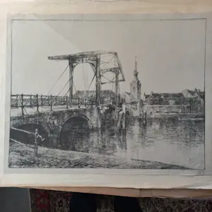 Johan Hendrik van Mastenbroek - Gezicht op een stad met ophaalbrug kopen? Bied vanaf 50!