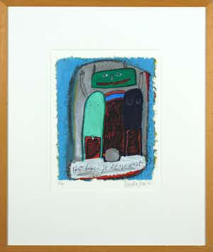 Wouter Stips - Zeefdruk, Ik hou je altijd vast - Ingelijst verkocht voor € 1!