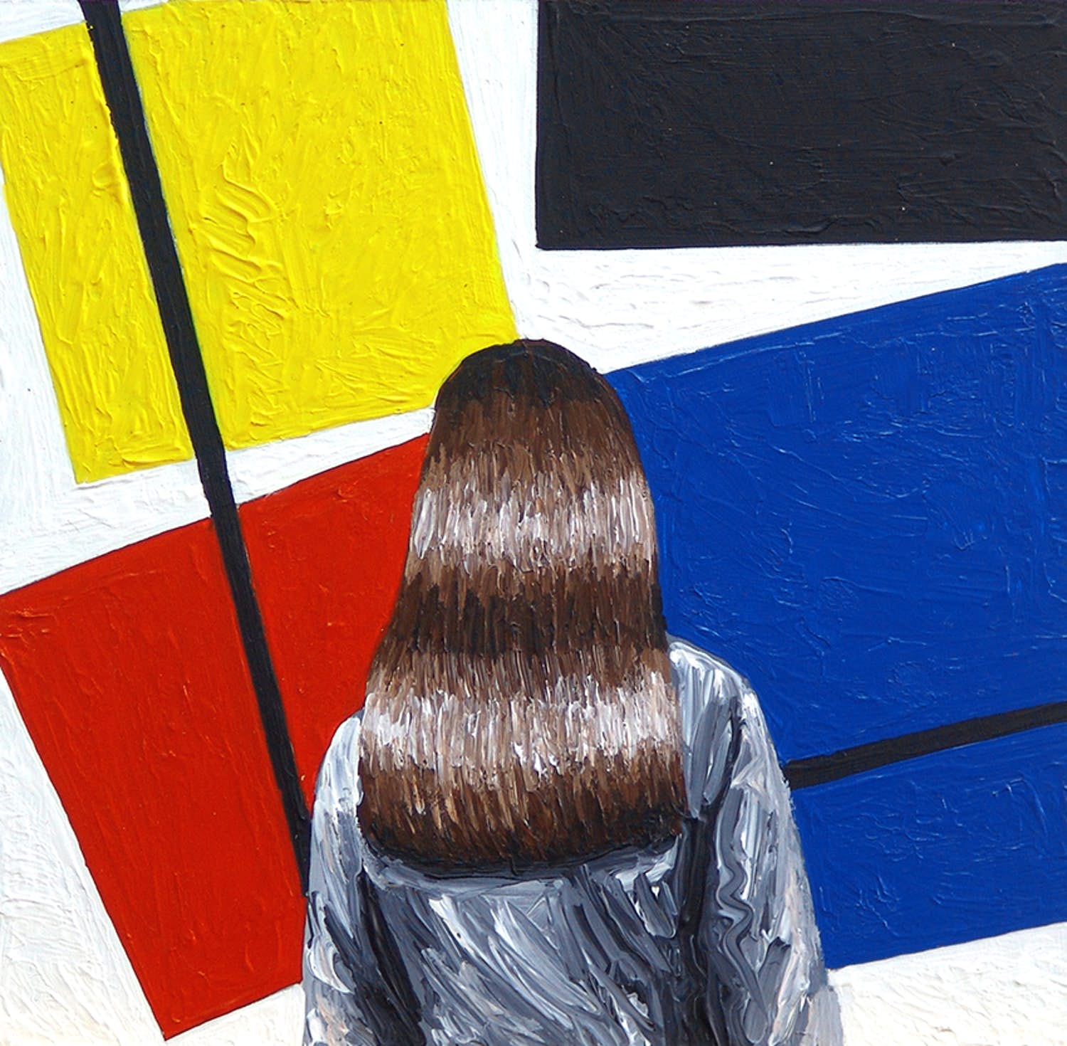 Gerard Boersma - Counter Composition (Vrouw kijkend naar schilderij van Theo van Doesburg) verkocht voor € 75!