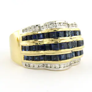 18k gouden ring met saffier en briljant geslepen diamant tot. 0.20ct kopen? Bied vanaf 1000!