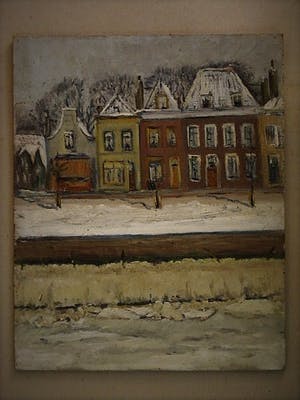 Hildegard Helene Anna Andereija - omstreeks 1935 geschilderd olieverf "Winters Zierikzee" verso "Zeeuwse Kust" kopen? Bied vanaf 1!