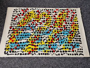 Jef Diederen - grote Lino in blauw geel en rood "Krekels 2A" - kleine oplage (45) - ptldgesign. kaufen? Bieten Sie von 100!