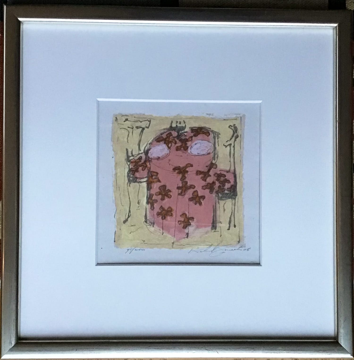 Richard Smeets - Zeefdruk Aan tafel, gesigneerd en ingelijst verkocht voor € 50!