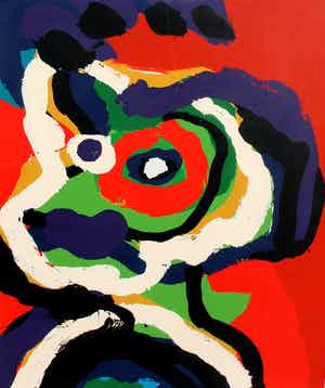 Karel Appel - Grote ingelijste litho - 1977 verkocht voor € 1150!