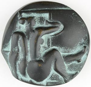 Fons Bemelmans - Bronzen penning: Vrouw in Raam, 1991 kopen? Bied vanaf 150!