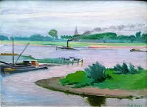 Bob Buys - Riviergezicht met schepen verkocht voor € 115!