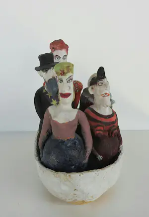 Werner Lehmann - Keramiek, Carnaval / Figuren in bootje + boekje! kopen? Bied vanaf 300!