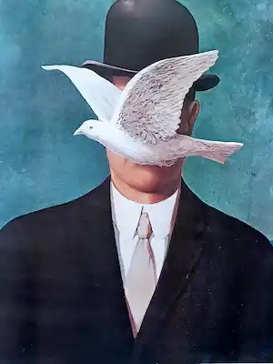 Rene Magritte - De man met de bolhoed. verkocht voor € 75!