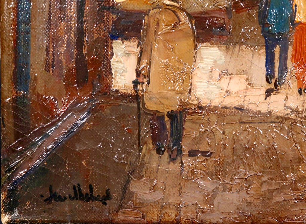 Niet of onleesbaar gesigneerd - Olieverf op doek, Stadsgezicht kopen? Bied vanaf 1!