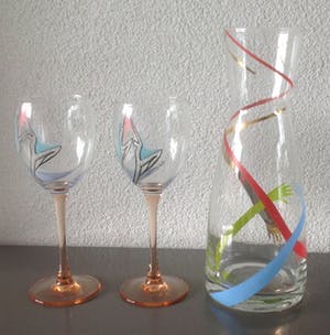 Corry Ammerlaan - Twee wijnglazen en een karaf kopen? Bied vanaf 9!