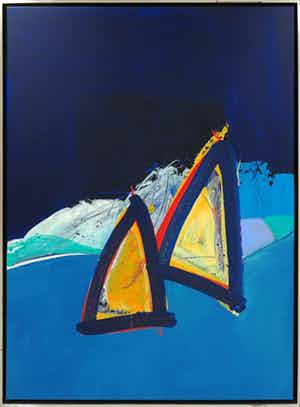 Arty Grimm - Olieverf op doek, Abstracte compositie - Ingelijst (Zeer groot) verkocht voor € 1!