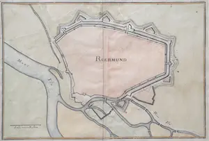 Caspar Merian - Roermond Oude Gravure Plattegrond 1659 kaufen? Bieten Sie von 30!