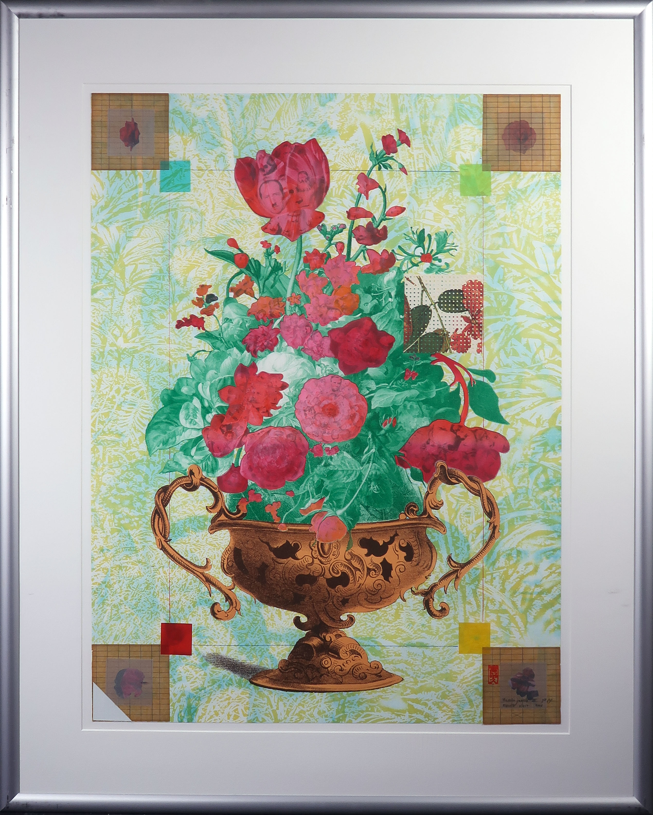 Harald Vlugt - Zeefdruk en collage, Human Jungle III - Ingelijst (Groot) verkocht voor € 50!