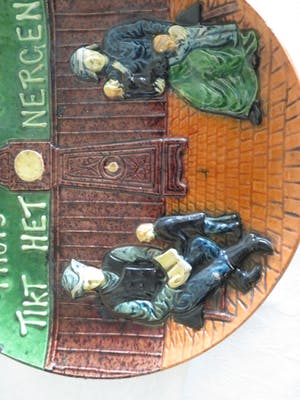 Niet of onleesbaar gesigneerd - Antieke oude spreukborden (2) zeker van voor 1945 (zie spelling) kopen? Bied vanaf 10!