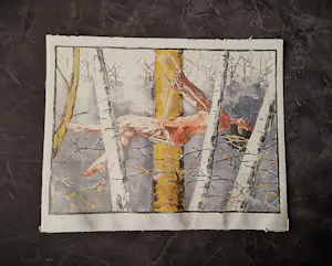 Erik Tierolf - Fraaie kleuren Ets & aquatint "schommelen in berkenbos" kleine oplage (40) kopen? Bied vanaf 32!