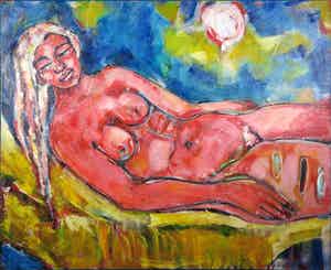 Christine Spierings - Olieverf op doek, z.t. Liggend naakt (Groot) verkocht voor € 1!