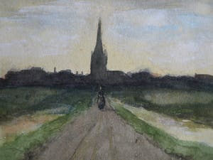 Johan van Hulsteijn - 2x Aquarel , “Landschap met vrouw” – gesigneerd – ca 1885 kopen? Bied vanaf 10!