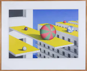AcheterMarinus Fuit - Lithografie, Een zomermiddag in een stad aan zee - Ingelijst? Enchérissez de 100!