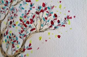 Niet of onleesbaar gesigneerd - Bloeiende Mensenboom (groot intrigerend werk) kopen? Bied vanaf 10!