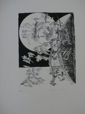 Jaap Hillenius - litho: Zon en maan - 1975 kopen? Bied vanaf 45!