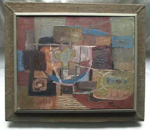 Kor Heemsbergen - Olieverf op doek, Abstracte voorstelling - 1960 - Ingelijst kopen? Bied vanaf 150!