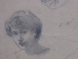 Niet of onleesbaar gesigneerd - Schetsen vrouwenhoofd - Tekening kopen? Bied vanaf 1!